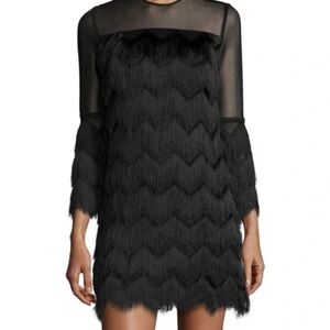 Alexis- Elegant Black Fringe Dress